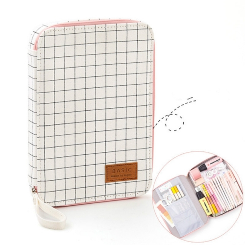 

Simple Female Small Fresh Cute Large Capacity Grid Pencil Case Canvas Pencil Case Stationery, Style:IPAD Bag