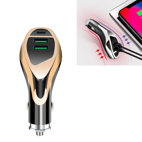 

Dual-port USB3.1A 3.6A High Current Fast Charge QC3.0 PD18W Flash Charging Car Charger(Tyrant Gold)