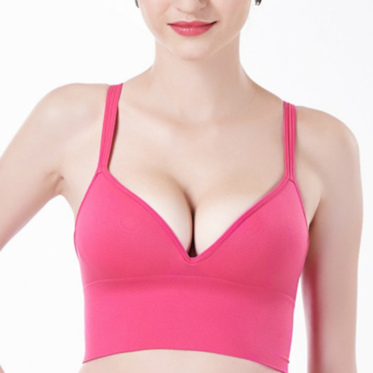 

Wireless Sporty Shockproof Running Push Up Sports Bra, Size:M(Rose Red)