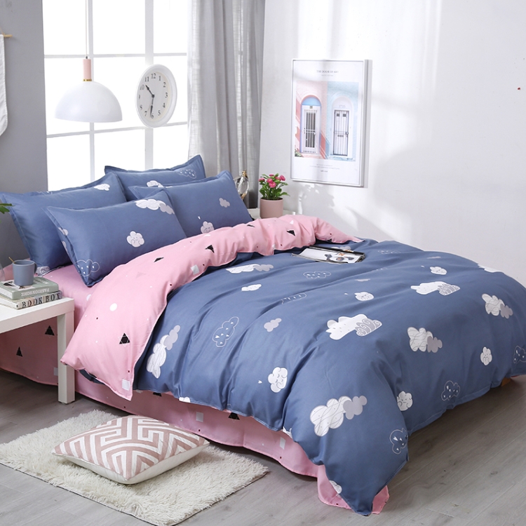 

4 PCS/Set Brief Cloud Printing Textile Bedding Set Pillowcase Comfortable Home Bed Set, Size:2.2M