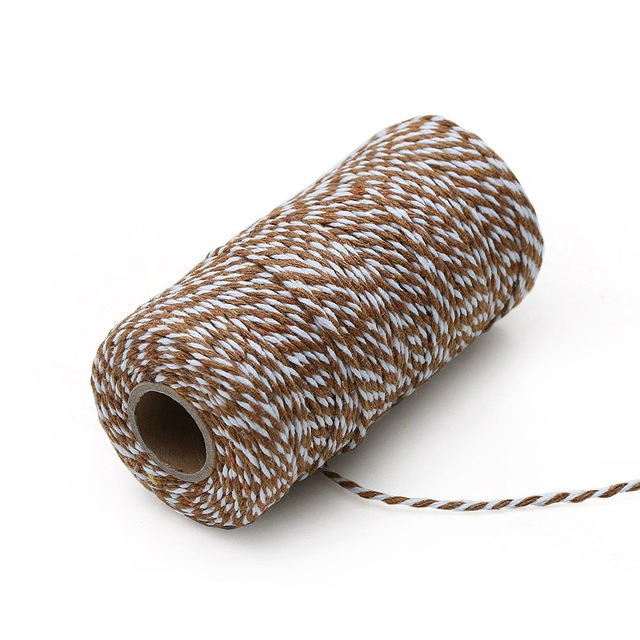 

Two-color Cotton Thread Handmade DIY Drawstring Gift Box Packing Rope 2mm Thick (100m / Roll)(12)