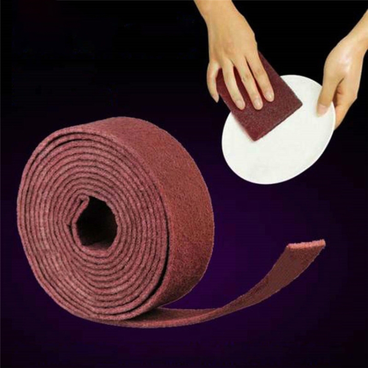 

10 PCS Nylon Emery Scouring Pad Stainless Steel Rust Polishing Kitchen Dish Cleaning Rag, Size:9 cm x 20 m(Red Brown)