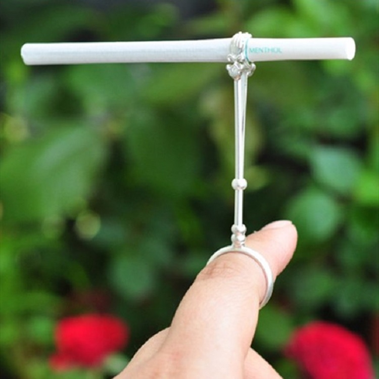 

Hand Ring Cigarette Holder Cigarette Holder Creative Personality Gift, Size:M(Silver)