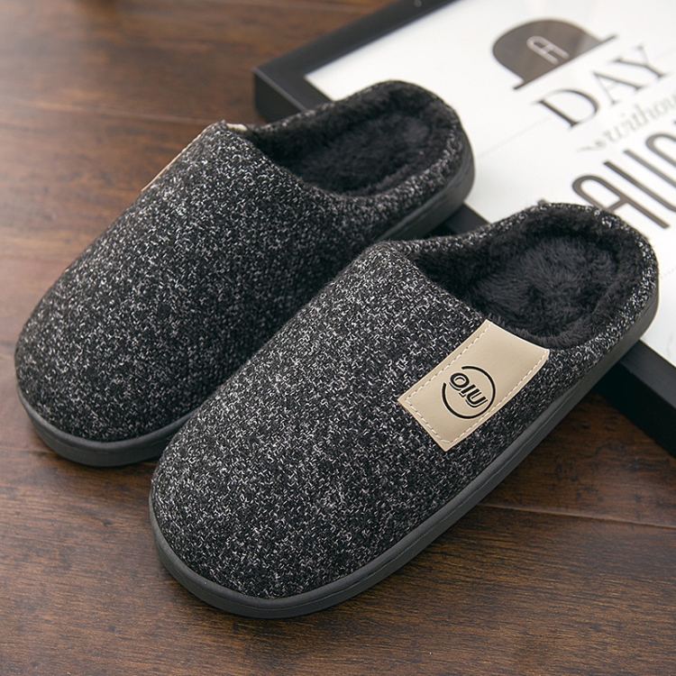 

Women Winter Solid Color Warm Fur Slippers Slippers House Shoes Flat Heel, Size:38-39(Black)