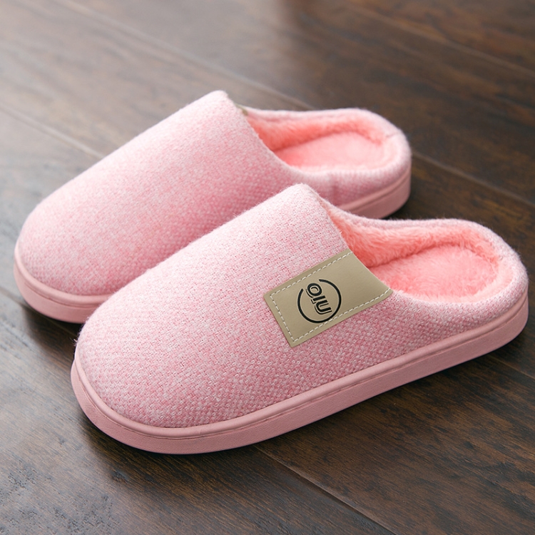 

Women Winter Solid Color Warm Fur Slippers Slippers House Shoes Flat Heel, Size:42-43(Pink)