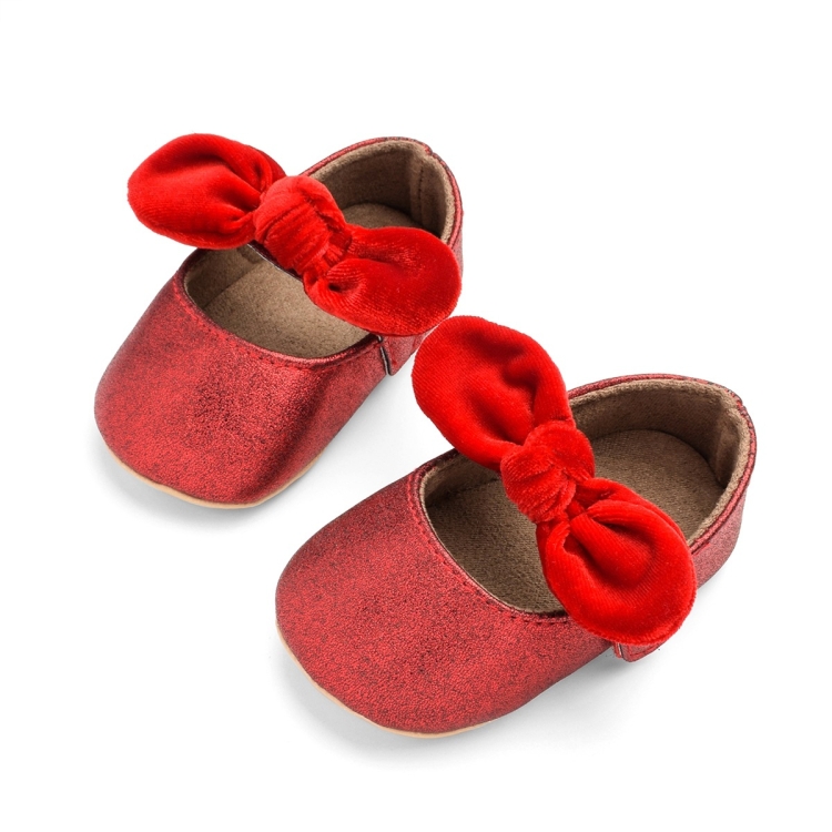 

Baby Girl Toddler Shoes Newborn Soft Cloth Shoes Princess Shoes Flat Shoes, Size:13(Red)
