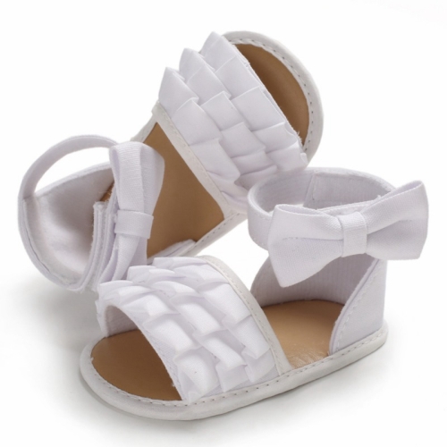 

Summer Baby Girl Shoes Cute Crib Breathable Anti-Slip Bowknot Sandals Toddler Soft Soled Shoes, Size:12cm(White)