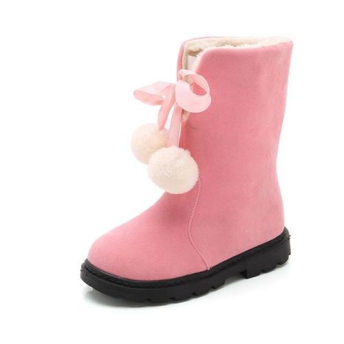 

Autumn And Winter Girls Boots Fur Ball Snow Boots, Size:37, Color:Pink
