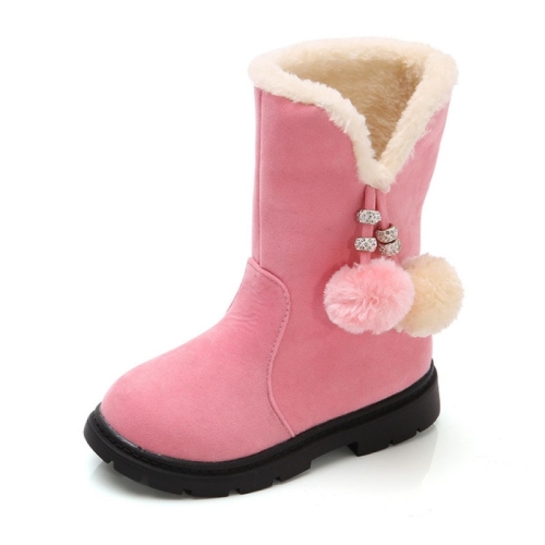 

Autumn And Winter Girls Boots Fur Ball Snow Boots, Size:33, Color:KY-5 Pink