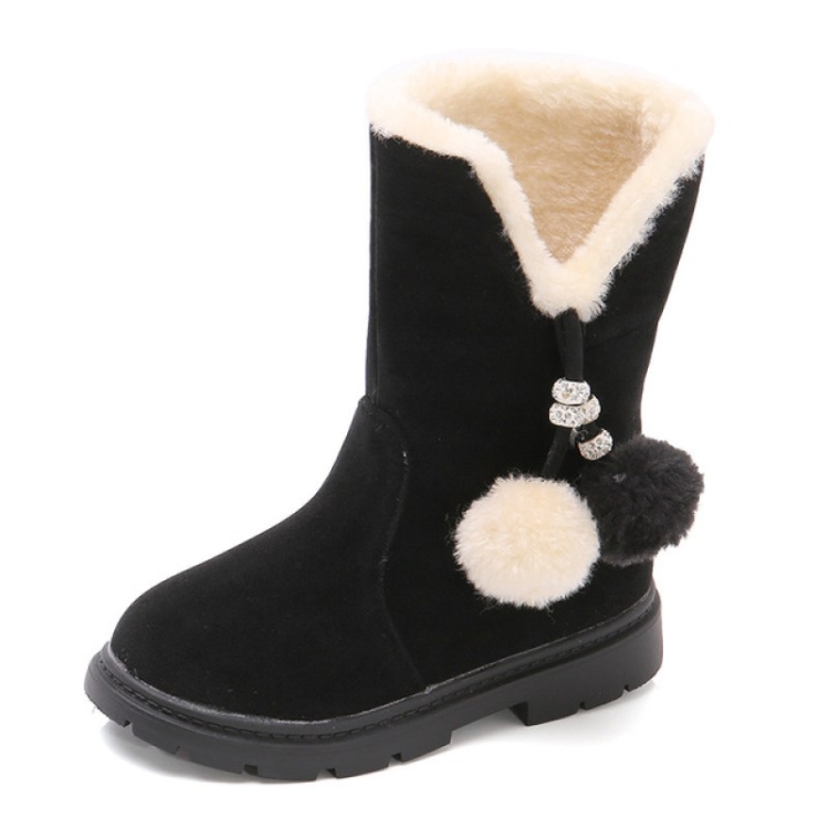 

Autumn And Winter Girls Boots Fur Ball Snow Boots, Size:37, Color:KY-5 Black