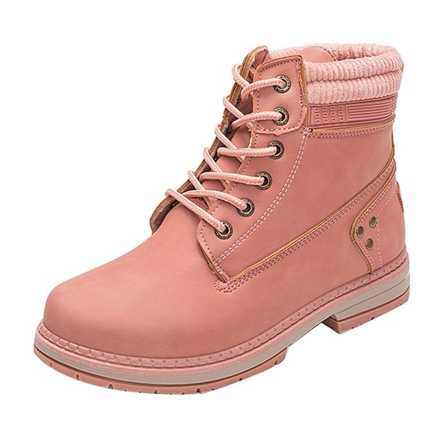 

Winter Women Boots Plus Velvet Warm Cotton Boots Short Tube Martin Boots, Size:37(Pink)