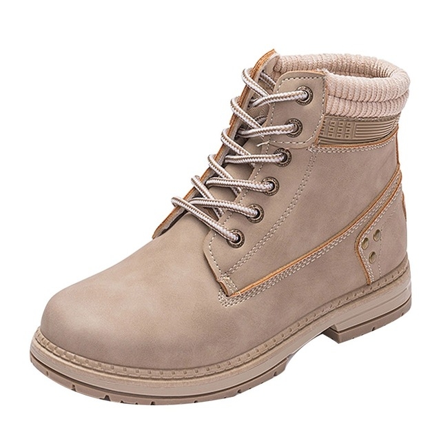 

Winter Women Boots Plus Velvet Warm Cotton Boots Short Tube Martin Boots, Size:41(Beige)