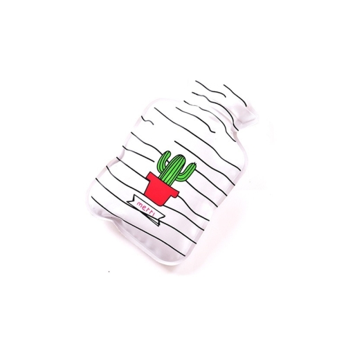 

Cartoon Mini Water Injection Hot Water Bag Portable Hand Warmer, Color:White Cactus