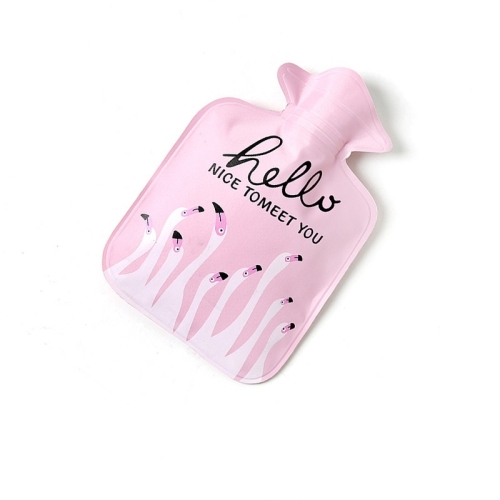 

Cartoon Mini Water Injection Hot Water Bag Portable Hand Warmer, Color:Light Pink Flamingo