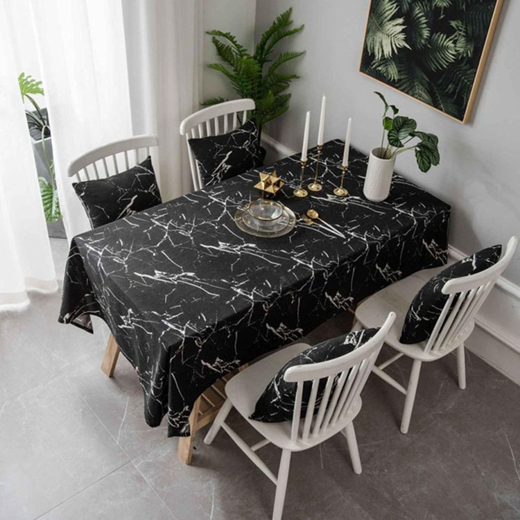 

Marble Pattern Minimalist Tablecloth Cover Table Cloth Cotton Linen Dust-proof Cabinet Cloth, Size:140x260cm(Black)