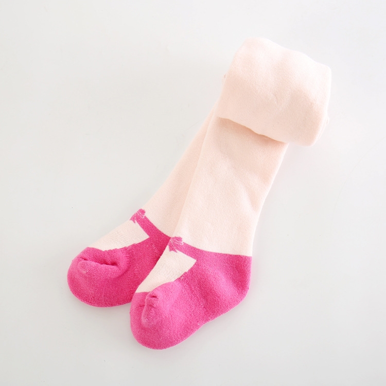 

Spring And Autumn Cotton Baby Pants With Thick Loop Elastic Thermal Pants Cartoon Pantyhose, Size:21/23(Pink)