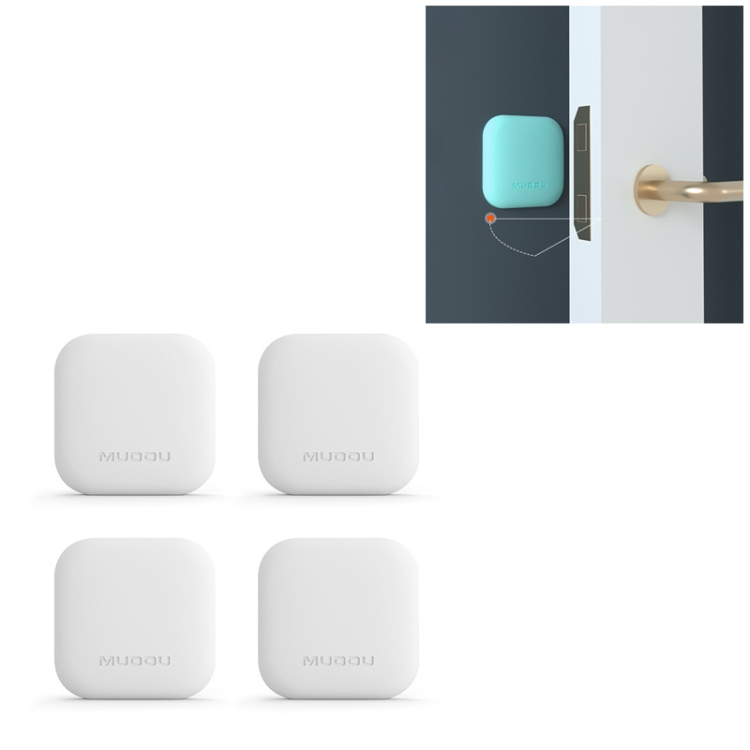 

4 PCS MUDDU Silicone Protective Pad Collision-Proof Wall Stickers(Square White)