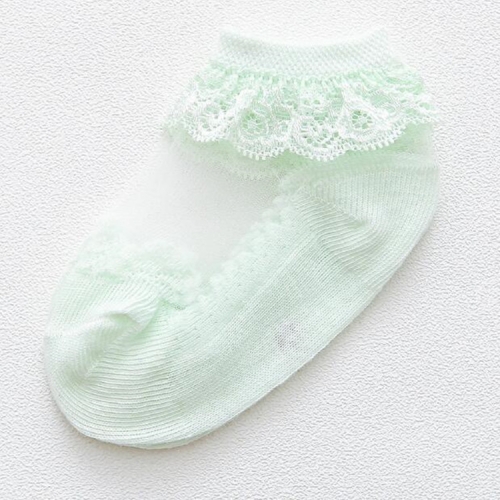 

Baby Lace Summer Thin Pure Color Crystal Sailboat Socks, Size:S(Green)