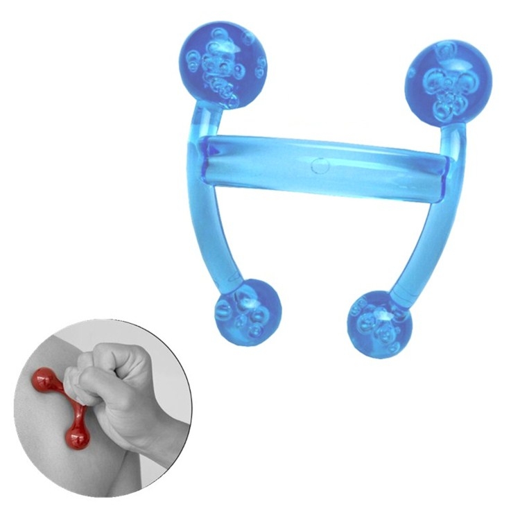 

Frog Type Massager Manual Balance Four Ball Massager Waist Massage Ball, Color:H-shaped Light Blue