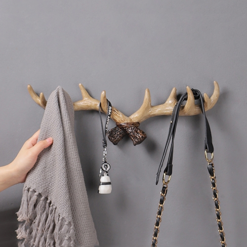 

Resin Antler Wall Decoration Wall Hanger Home Living Room Entrance Wall Coat Hook(Light Color)