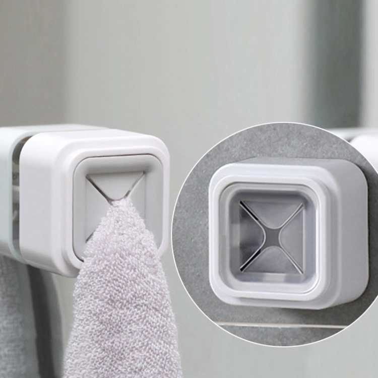 

Wall-mounted Plastic Free Punch Towel Rack Kitchen Dish Cloth Hook(Transparent White)