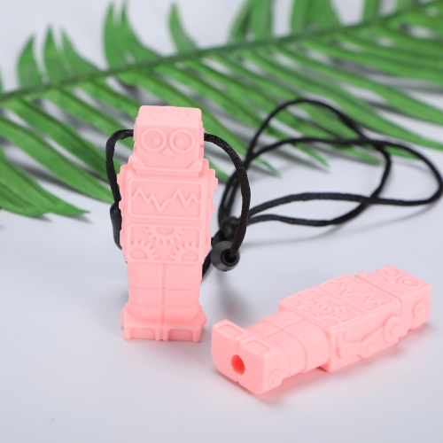 

2 PCS Silicone Robot Teether Baby Chewing Sensory Pendant Necklace(Pink)