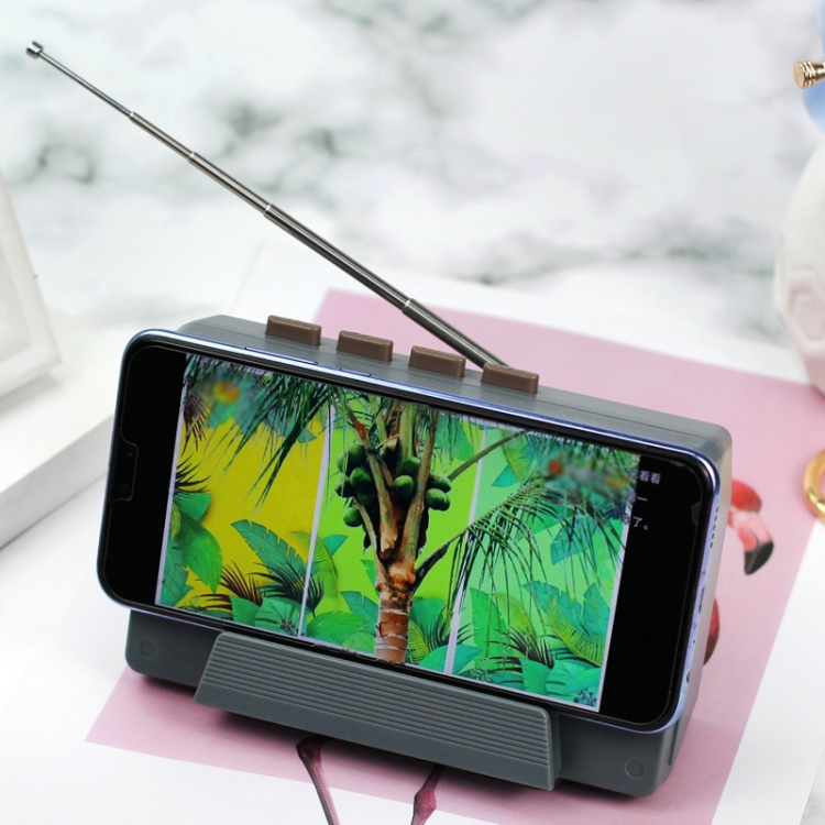 

TYX-TV Mobile Phone Desktop Stand Retro Cute Speaker Radio, Color:Dark Grey(Bluetooth Models)