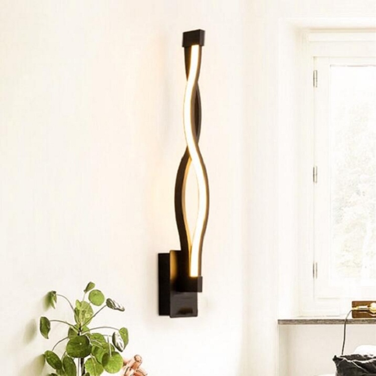 

Black Simple Led Aisle Bedroom Bedside Wall Lamp(Warm Light)