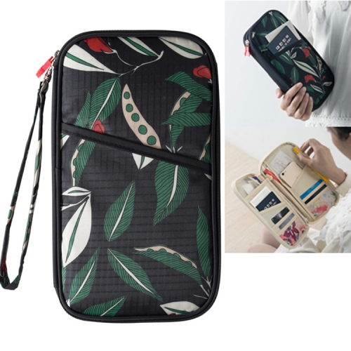 

Portable Printed Travel Paperwork ID Card Passport Bag, Size:24x13.5x2cm(Flower Night)