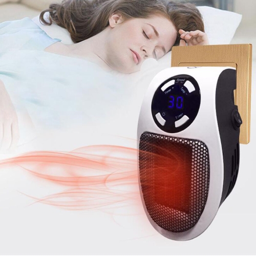 

Mini Plug-in LCD Timing Electric Heater Office Home Heater Foot Warmer, Style:With Remote Control, Plug Type:EU(White)