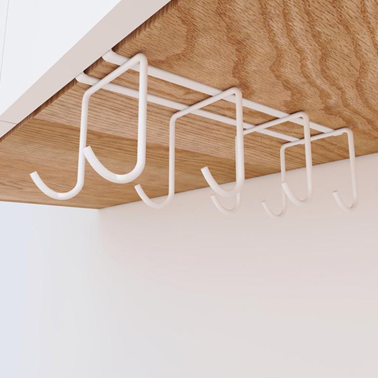 

Hanging Nail-free Partition Cup Holder Creative Kitchen Supplies Storage Rack, Style:8 Hooks