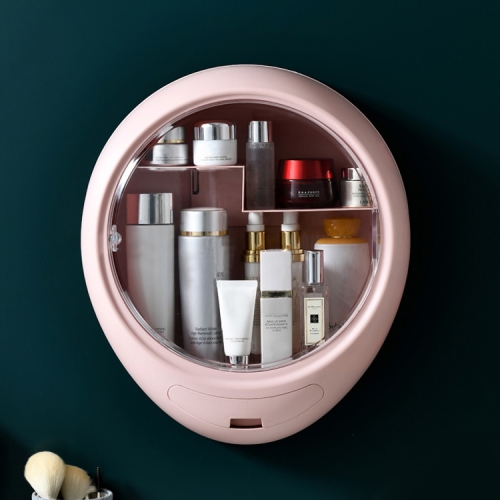 

Wall-mounted Skin Care Products Cosmetics Separate Storage Box Toilet Bathroom Dustproof Waterproof Rack(Pink)