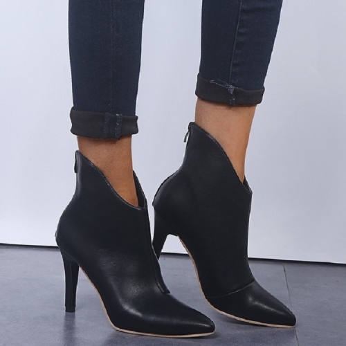 

Women Shoes Leather Pointed High Heels, Size:40(Black)