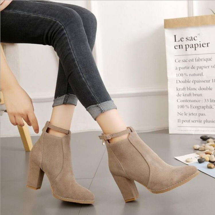 

Women Shoes Suede Boots Pointed High Heels, Size:38(Camel)