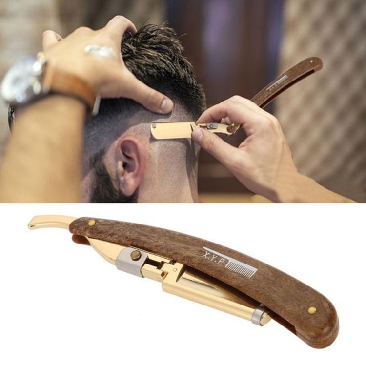 

Manual Razor Folding Wooden Handle Men's Razor, Color:Gold