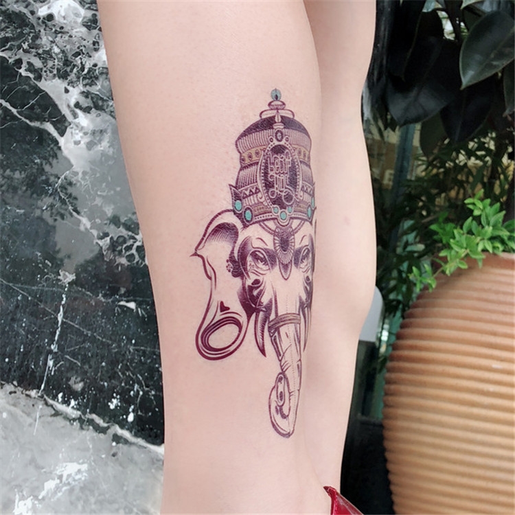

3 PCS Totem Half Arm Tattoo Sticker Waterproof Men And Women Flower Arm Tattoo Sticker(Elephant)