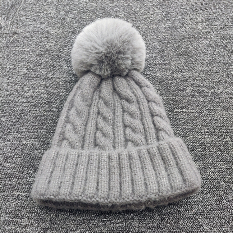 

Knitted Woolen Hat Wig Special Cap Detachable Wig Hat For 8261W, Style:Hemp Flower (Gray)