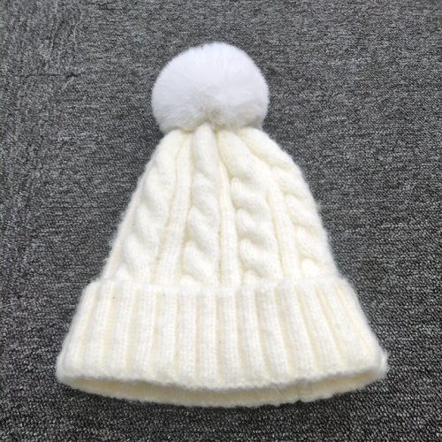 

Knitted Woolen Hat Wig Special Cap Detachable Wig Hat For 8261W, Style:Hemp Flower (White)