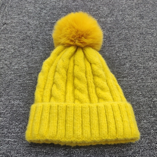 

Knitted Woolen Hat Wig Special Cap Detachable Wig Hat For 8261W, Style:Hemp Flower (Yellow)