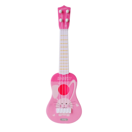 

Pink Rabbit Small Simulation Musical Instrument Mini Four Strings Playable Ukulele Early Childhood Education Music Toy