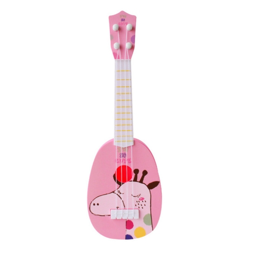 

Pink Giraffe Small Simulation Musical Instrument Mini Four Strings Playable Ukulele Early Childhood Education Music Toy