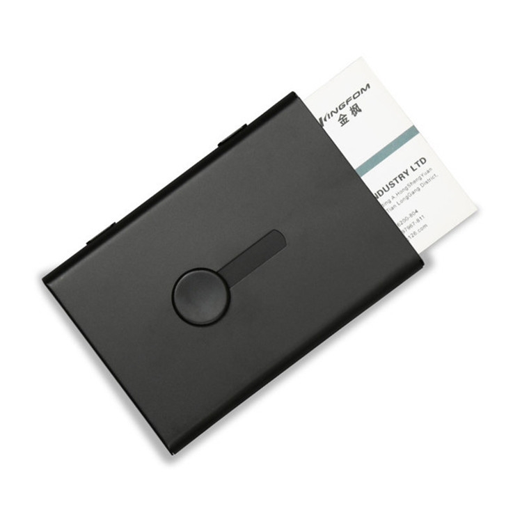 

Metal Portable Push Card Case Ultra-thin Frosted Light Business Card Packing Box(Black)