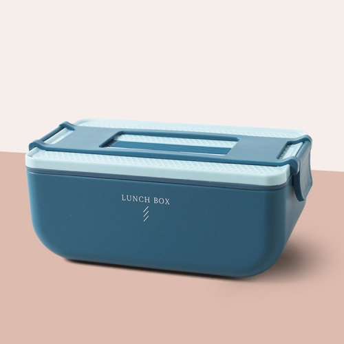 

Square Portable Insulation Partitioned Lunch Box Student Office Workers Heated Microwave Oven Bento Box, Style:Single Layer(Blue)