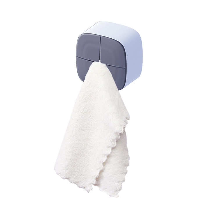 

Perforated Soft Rubber Towel Wall-mounted Rag Rack Self-Adhesive Hooks(Glacier Blue)