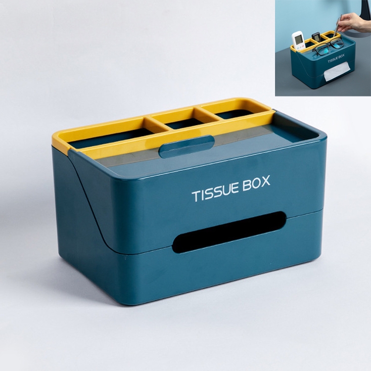 

Household Living Room Coffee Table Multi-function Drawer Box Simple Remote Control Storage Box(Blue)