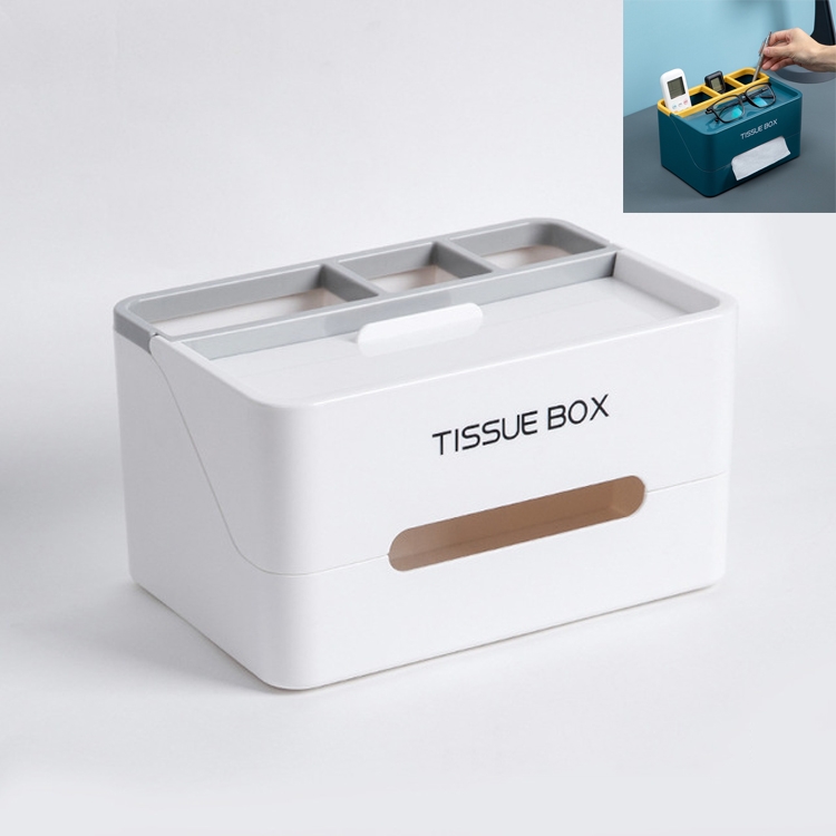 

Household Living Room Coffee Table Multi-function Drawer Box Simple Remote Control Storage Box(White)