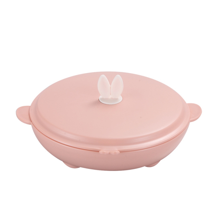 

Stainless Steel Baby Dinner Plate Cartoon Rabbit Ears Shape Lattice Student Tableware Infant Food Supplement Training Rice Bowl Fast Food Plate(Pink)