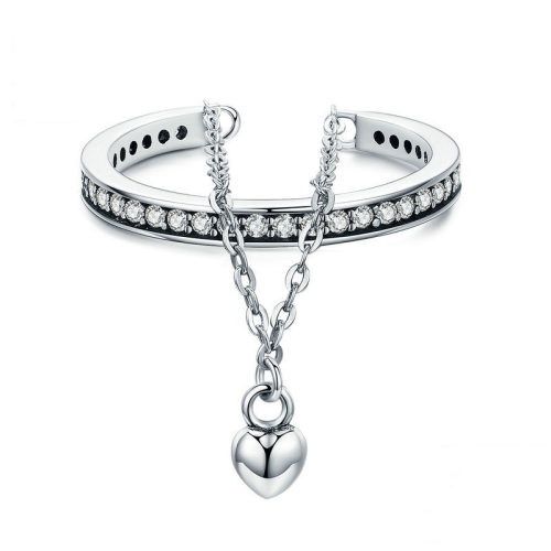 

S925 Sterling Silver Heart Ring Ladies Open Zircon Ring