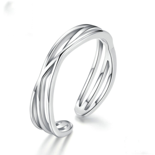 

S925 Sterling Silver Platinum Plated Ring Lady Ring With Pointed Open