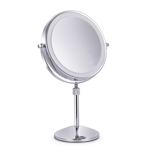 

Desktop Double-SidedRound LED Luminous Makeup Mirror Liftable Magnifying Mirror, Specification:Plane + 3 Times Magnification(8-inch Battery Model)